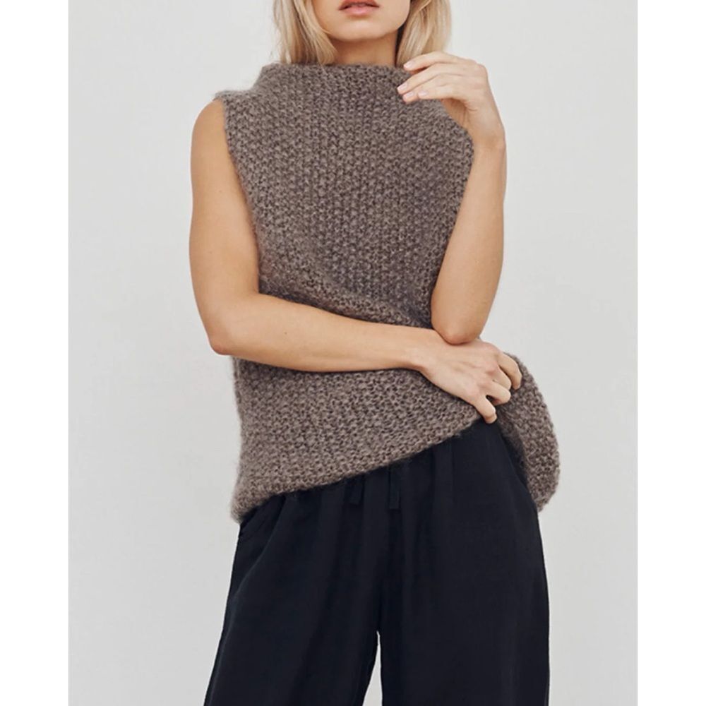 Care By Me Hope Mohair Knit Vest In Dark Brown Size S~ New No Tags